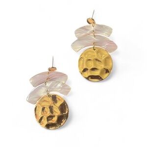 Serena Dangle Earrings Pink/Gold Feminine Closet Staple Hammered Gold Detail